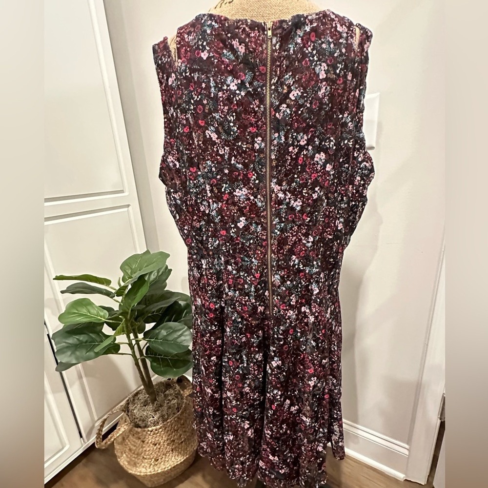 Gabby Skye Floral Lace Dress 18W Burgundy Cold Shoulder Fit Flare Romantic Party - Picture 7 of 13